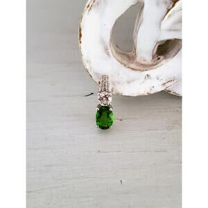 Sterling Silver Swarovski Green and Clear Crystal Pendant